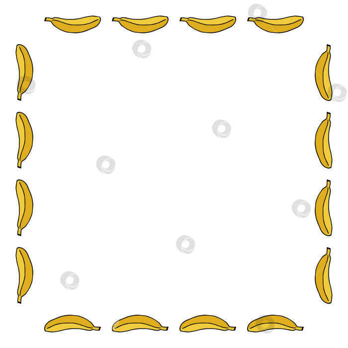 Скачать Квадратная рамка с бананом на белом фоне. Векторное изображение. фотосток Ozero