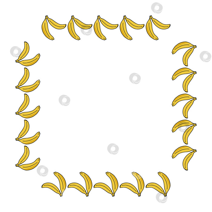 Скачать Квадратная рамка с уютным бананом на белом фоне. Векторное изображение. фотосток Ozero