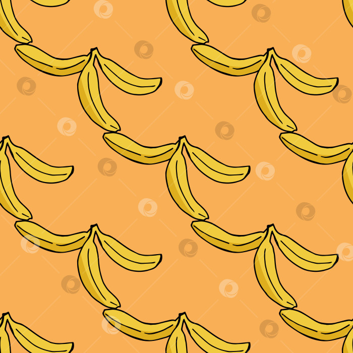 Скачать Бесшовный узор с превосходным бананом на светло-оранжевом фоне. Векторное изображение. фотосток Ozero