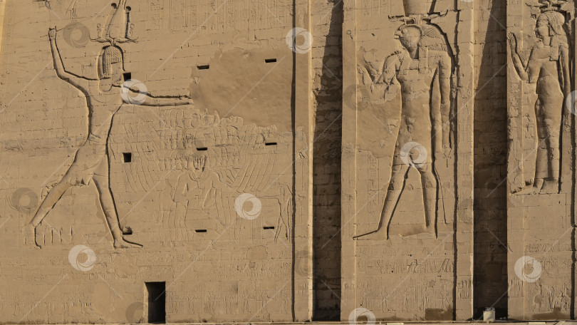 Скачать Фрагмент стены древнеегипетского храма Гора в Эдфу фотосток Ozero