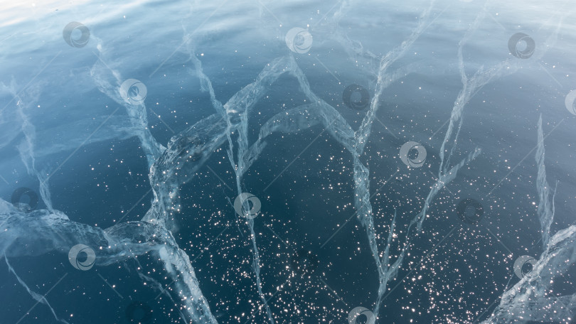 Скачать Прозрачный голубой лед озера Байкал. Крупный план. фотосток Ozero