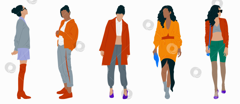 Скачать Набор со стильными женщинами в разной одежде. фотосток Ozero