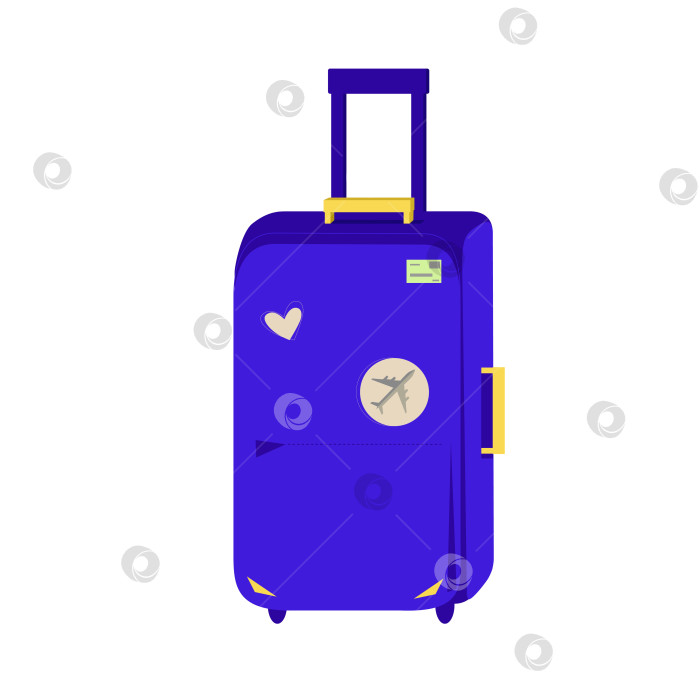 Скачать Векторный синий чемодан с желтыми ручками фотосток Ozero