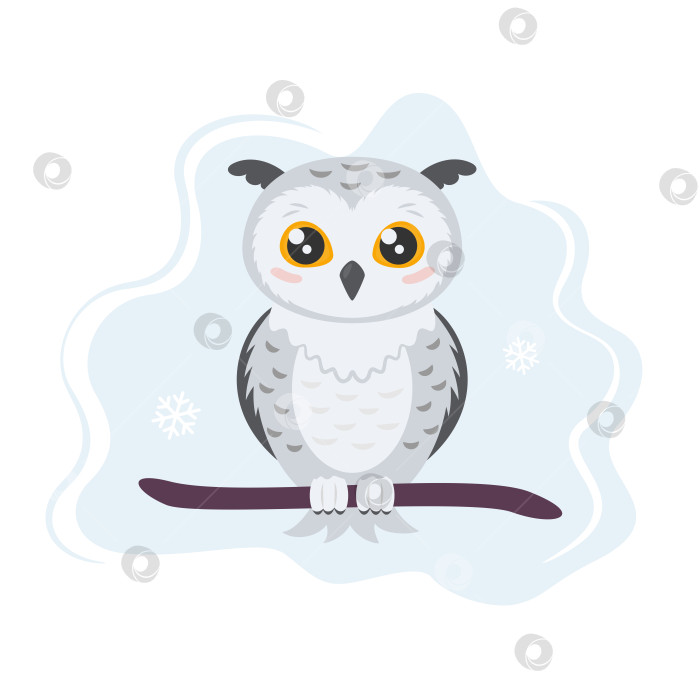 Скачать Милая мультяшная снежная сова фотосток Ozero