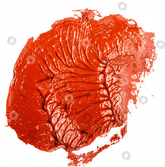 Скачать пятно красно-оранжевой масляной краски на белом фотосток Ozero