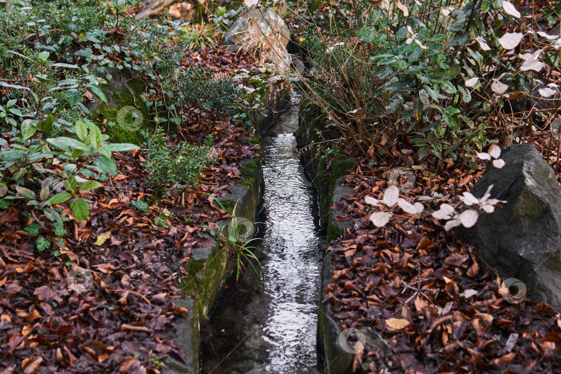 Скачать искусственный водосточный желоб в каменном русле в парке фотосток Ozero