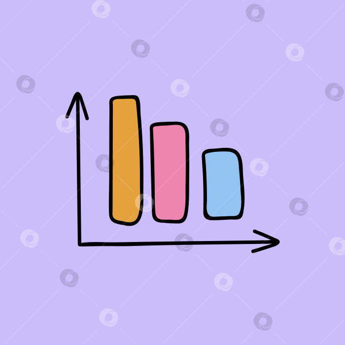 Скачать Симпатичный рисованный клипарт с диаграммой, графиком. Инфографический бизнес-элемент для презентаций, статистики, отчетов. Векторная иллюстрация, изолированная на фоне с нарисованным от руки контуром каракуля. фотосток Ozero