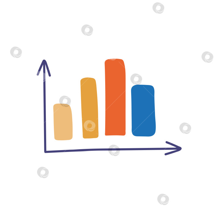 Скачать Симпатичный рисованный клипарт с диаграммой, графиком. Инфографический бизнес-элемент для презентаций, статистики, отчетов. Векторная иллюстрация, изолированная на заднем плане. фотосток Ozero