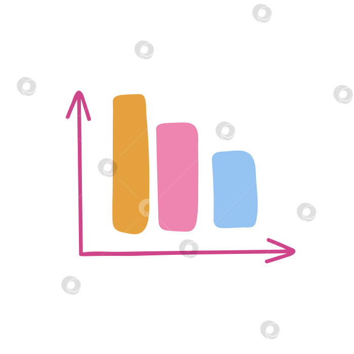 Скачать Симпатичный рисованный клипарт с диаграммой, графиком. Инфографический бизнес-элемент для презентаций, статистики, отчетов. Векторная иллюстрация, изолированная на заднем плане. фотосток Ozero