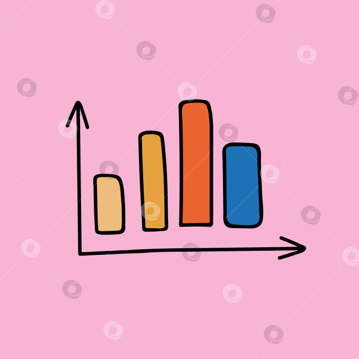 Скачать Симпатичный рисованный клипарт с диаграммой, графиком. Инфографический бизнес-элемент для презентаций, статистики, отчетов. Векторная иллюстрация, изолированная на фоне с нарисованным от руки контуром каракуля. фотосток Ozero
