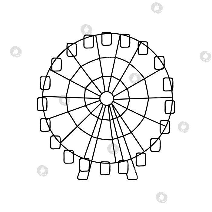 Скачать Симпатичное нарисованное от руки колесо обозрения с красочными каракулями фотосток Ozero