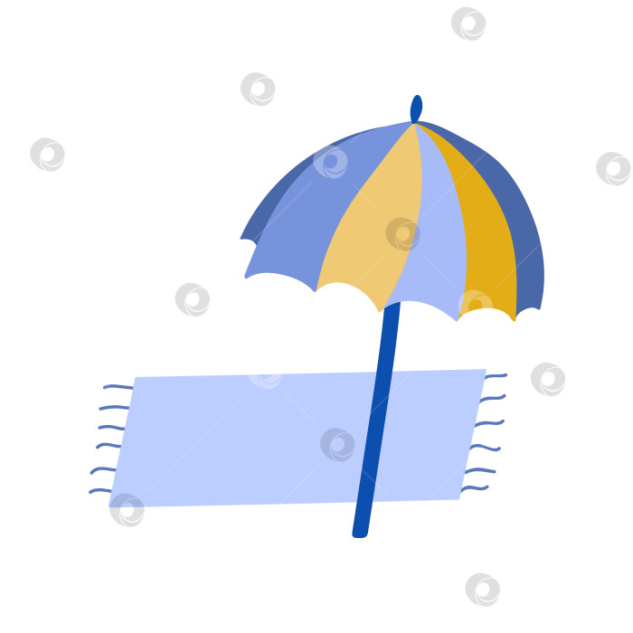 Скачать Симпатичный векторный пляжный шезлонг с зонтиком фотосток Ozero