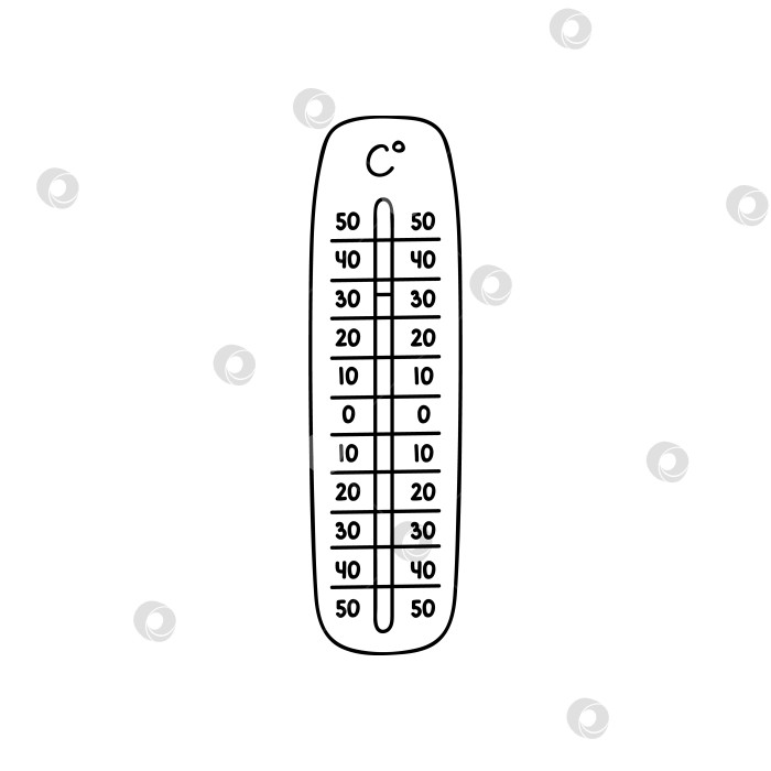Скачать Метеорологический термометр по Цельсию милый нарисованный от руки каракуль фотосток Ozero
