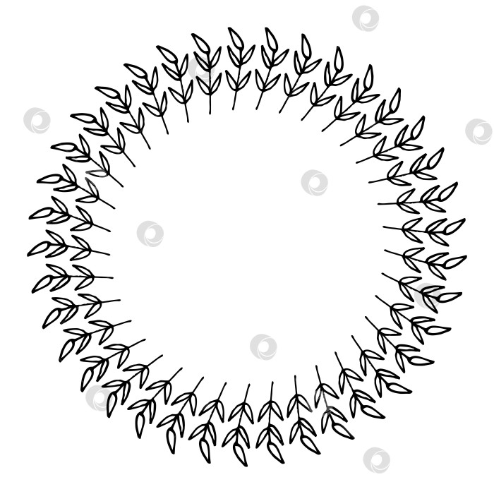 Скачать Круглая рамка с позитивными черно-белыми ветвями на белом фоне. Векторное изображение. фотосток Ozero