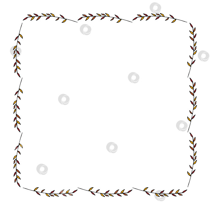 Скачать Квадратная рамка с осенними ветвями на белом фоне. Векторное изображение. фотосток Ozero
