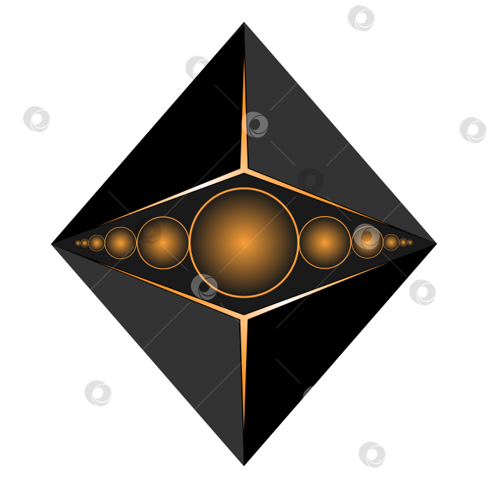 Скачать Темная фигура в форме ромба с гранями и кругами в центре. фотосток Ozero