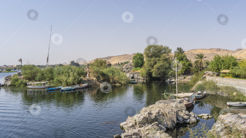 Скачать В тихой заводи реки стоят туристические лодки. фотосток Ozero