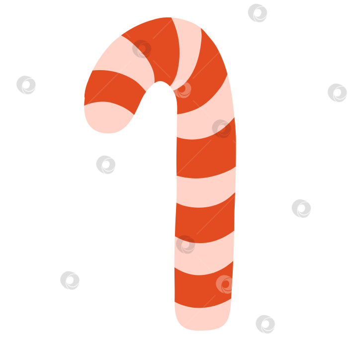 Скачать Симпатичный клипарт из леденцовой трости. Традиционный символ Рождества, Нового года, зимнего праздника. Нарисованный от руки векторный клипарт, изолированный на белом фоне. Концепция рождественских сладостей, логотип для кондитерской лавки. фотосток Ozero