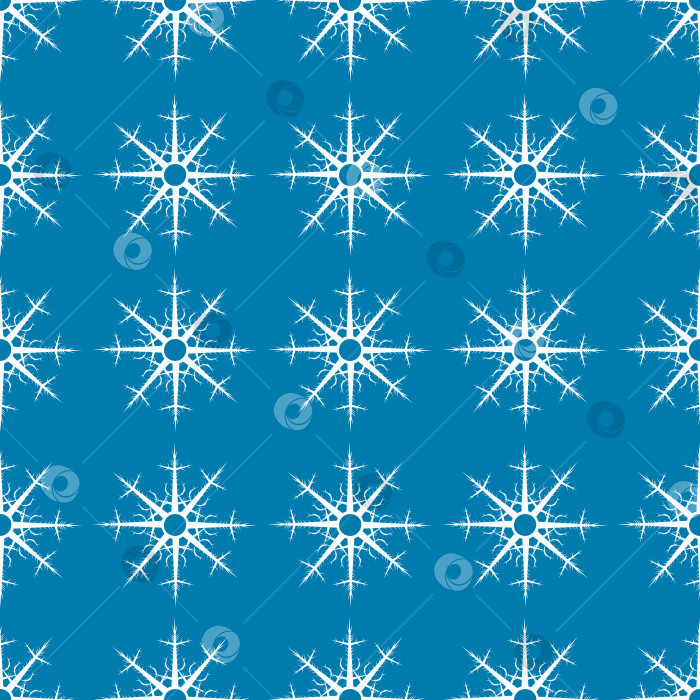 Скачать Бесшовный узор со снежинками на синем фоне. Векторное изображение. фотосток Ozero