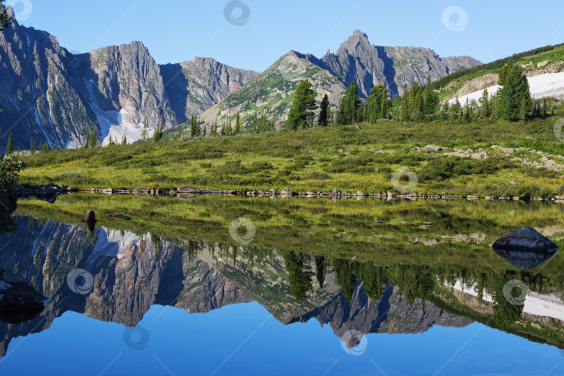 Скачать отражение горы на воде, зеркальное отражение гор в воде фотосток Ozero