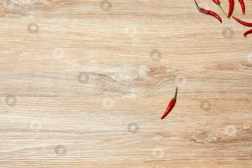 Скачать один стручок красного перца чили лежит на деревянной поверхности в стороне от фотосток Ozero