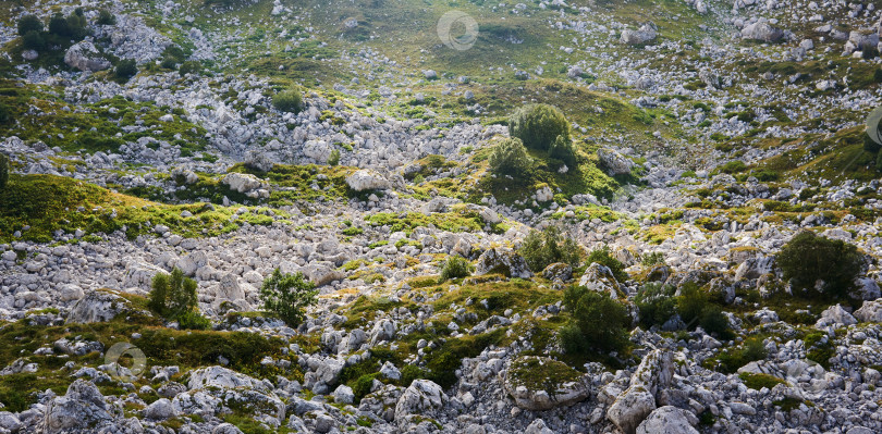 Скачать зеленое скалистое горное плато в солнечных лучах фотосток Ozero