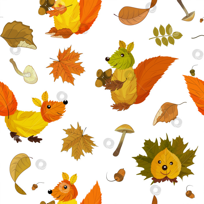 Скачать Бесшовный узор из осенних листьев.Осенний фон.Детская тема фотосток Ozero