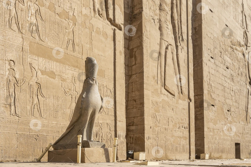 Скачать Скульптура сокола в короне на фоне стены храма фотосток Ozero