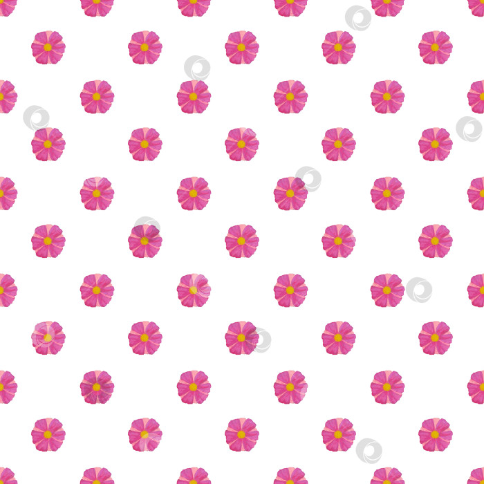 Скачать Бесшовный узор из розовых цветочков на белом фоне. Иллюстрация выполнена вручную пастелью. фотосток Ozero