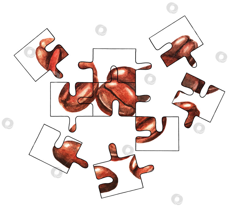 Скачать Головоломка. Кофейные зерна. Акварель (2) фотосток Ozero