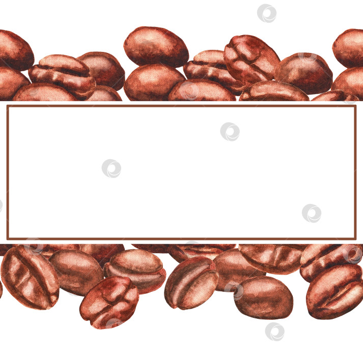 Скачать Несколько кофейных зерен. Бесшовный узор. Рамка. Акварель (3) фотосток Ozero
