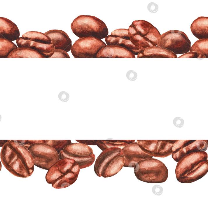 Скачать Несколько кофейных зерен. Бесшовный узор. Акварель (2) фотосток Ozero