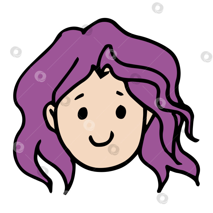 Скачать Лицо девушки с фиолетовыми волосами на белом фоне фотосток Ozero