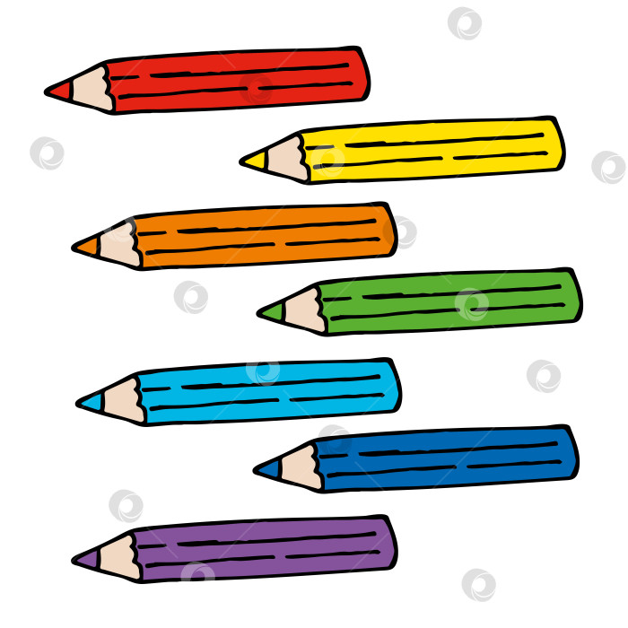 Скачать разноцветные карандаши на белом фоне. Векторное изображение. фотосток Ozero