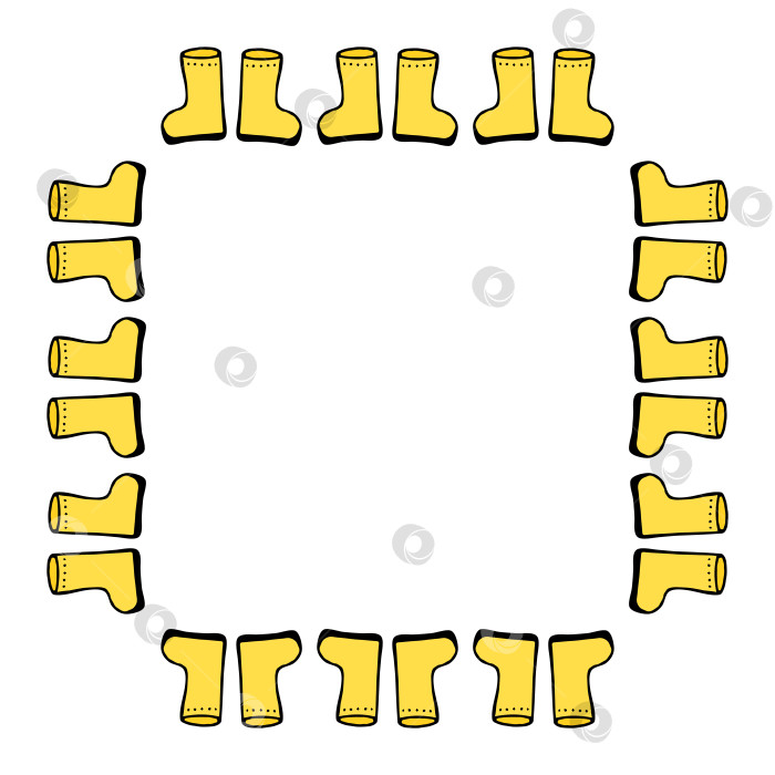 Скачать Квадратная рамка с резиновыми сапогами на белом фоне. Векторное изображение. фотосток Ozero