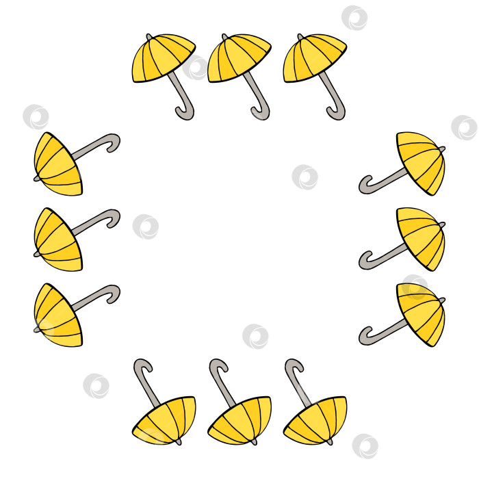 Скачать Квадратная рамка с зонтиком на белом фоне. Векторное изображение. фотосток Ozero