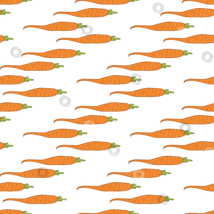 Скачать Бесшовный узор с милой морковкой на белом фоне. Векторное изображение. фотосток Ozero