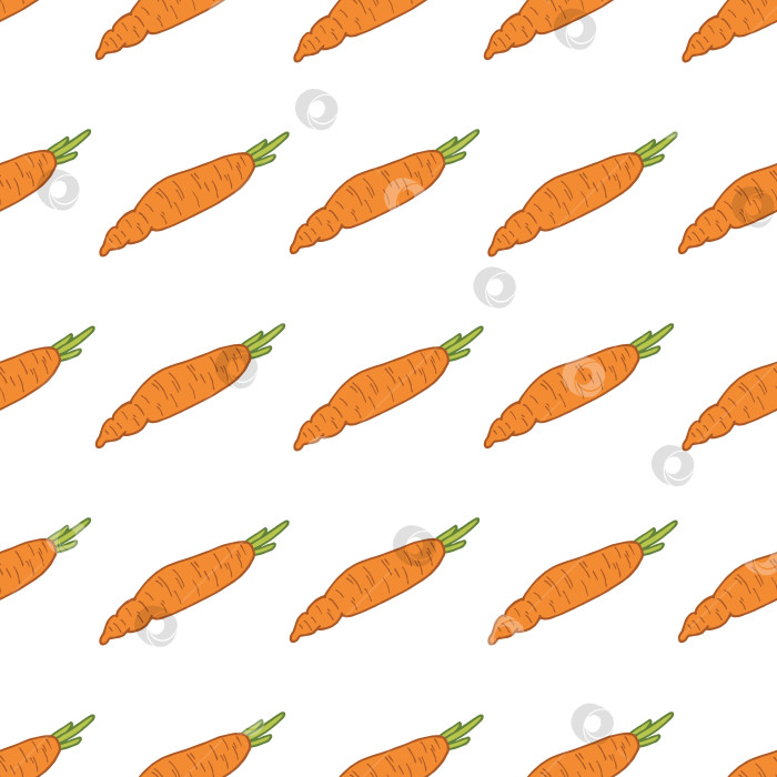 Скачать Бесшовный узор с интересной морковью на белом фоне. Векторное изображение. фотосток Ozero