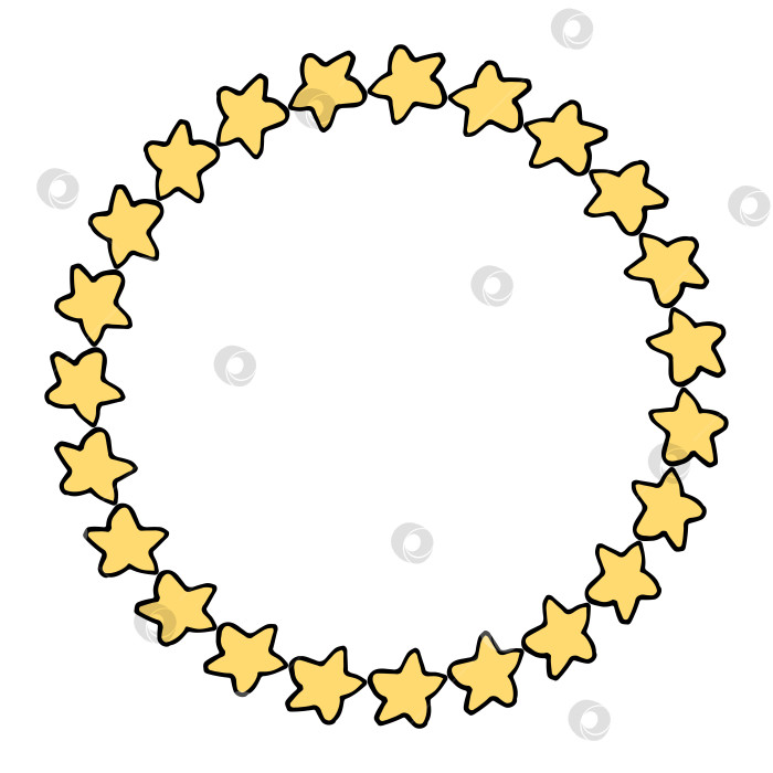 Скачать Круглая рамка с нарисованными звездами на белом фоне. Векторное изображение. фотосток Ozero