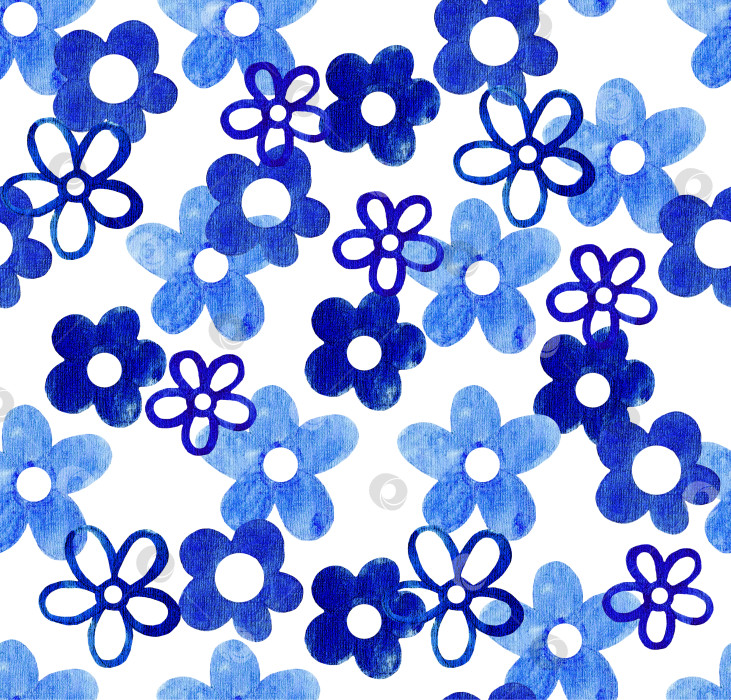 Скачать Голубые цветы, обои, акварель (3) фотосток Ozero