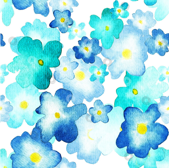 Скачать Бесшовные обои (голубые цветы), акварель фотосток Ozero