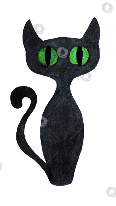 Скачать Черный кот. Хэллоуин. Акварель фотосток Ozero