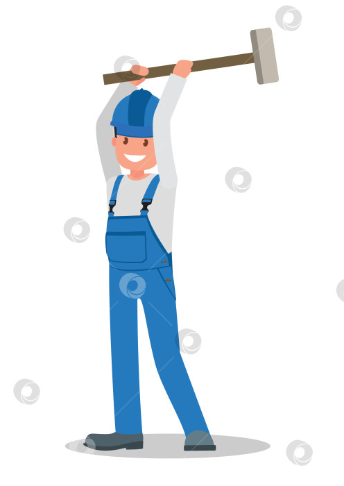 Скачать Мужчина - строитель в спецодежде на рабочем месте с инструментом в руках. фотосток Ozero
