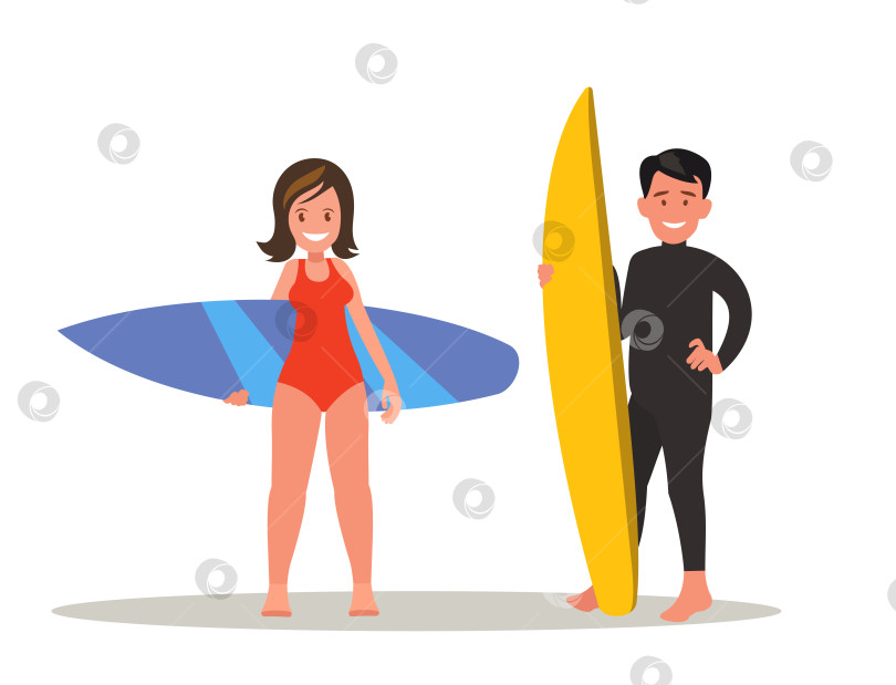 Скачать Мужчина и женщина занимаются серфингом. фотосток Ozero