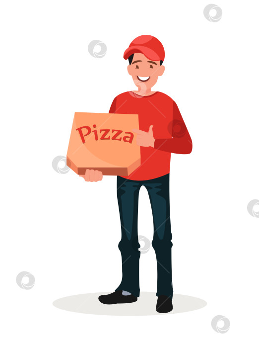 Скачать Онлайн-заказ пиццы. Концепция электронной коммерции. Онлайн-служба доставки быстрого питания. Векторная иллюстрация. фотосток Ozero
