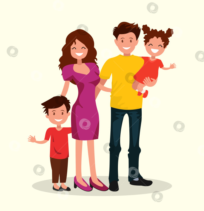 Скачать Счастливая семья. Отец, мать, сын и дочь вместе. фотосток Ozero