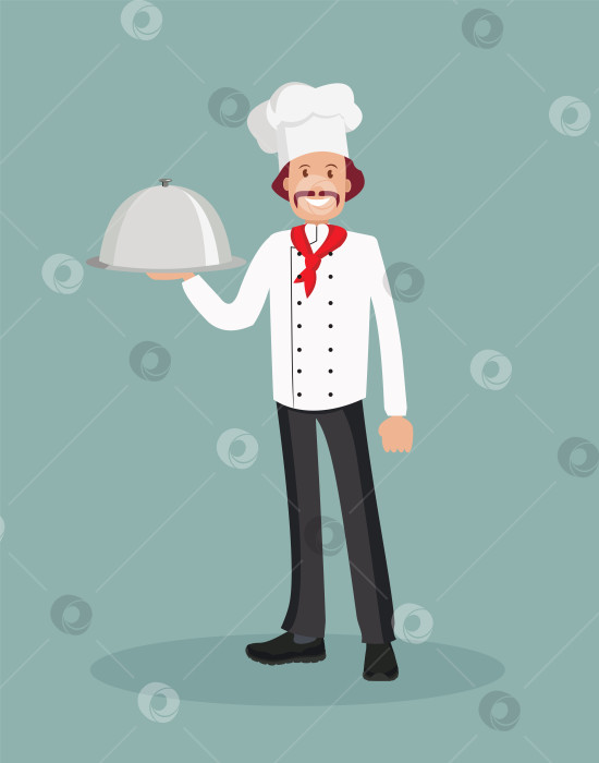 Скачать Мужчина-шеф-повар с приготовленным блюдом. фотосток Ozero
