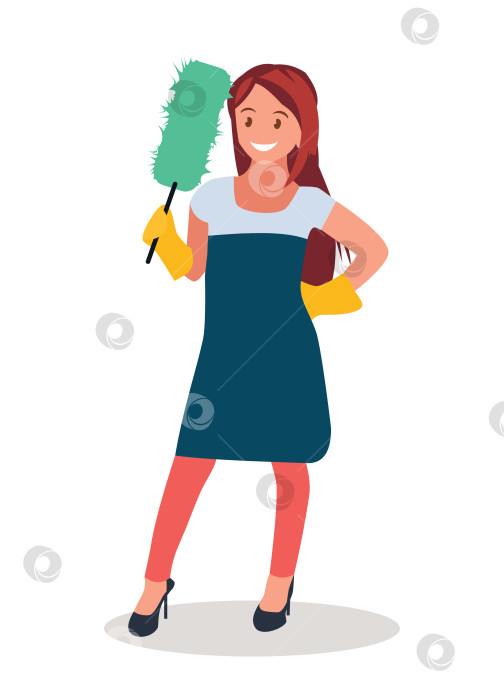 Скачать Женщина занимается уборкой. Векторная иллюстрация. фотосток Ozero