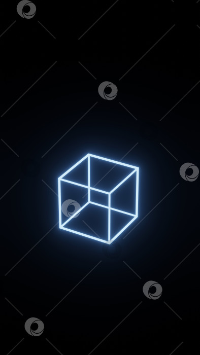 Скачать 3d-рендеринг, неоновая светящаяся геометрическая форма фотосток Ozero