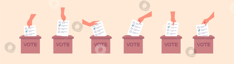 Скачать Рука с избирательным бюллетенем бросает лист в урну для голосования векторная иллюстрация фотосток Ozero